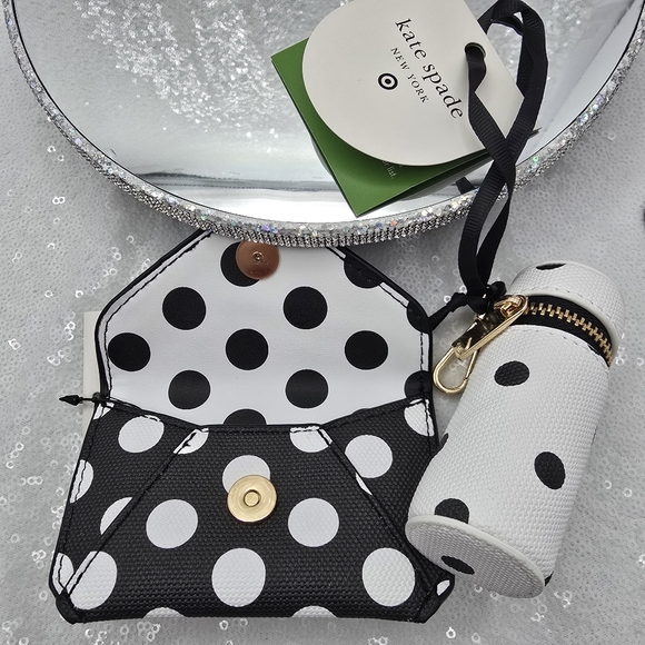 Kate Spade x Target Polka Dot Card Case & Lipstick Holder Bag Charm Set - Picture 3 of 16